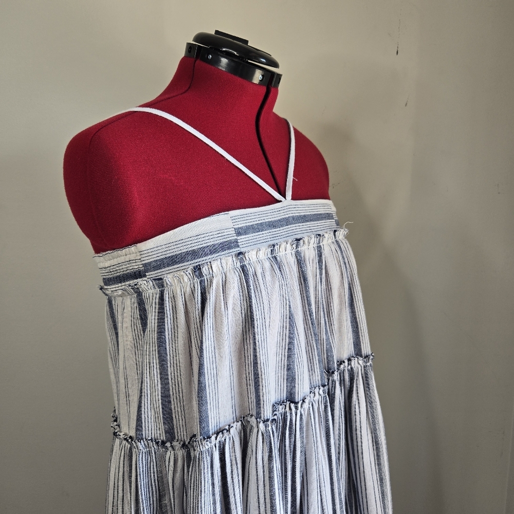 NWOT J CREW Linen Flounced Cover Up Beach Sun Strappy Maxi Dress* White … - Picture 6 of 14
